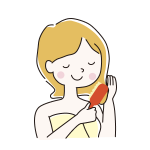 ドライヘアの状態で ブラッシングをする